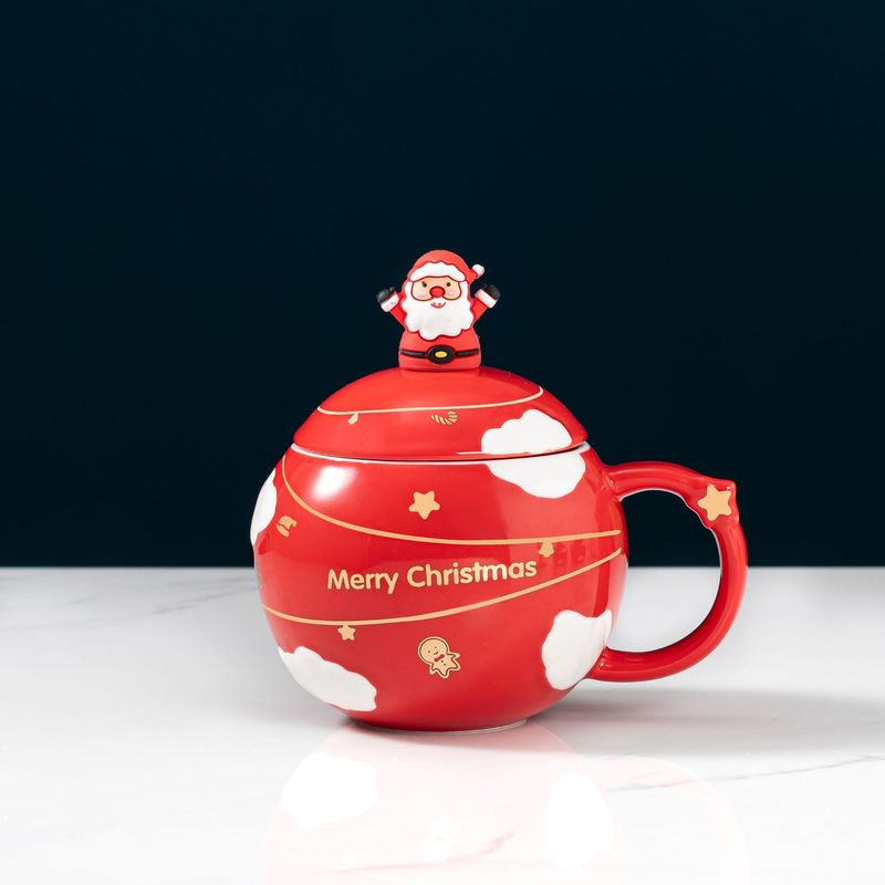 浮き彫り星クリスマス陶磁器カップ蓋付きクリスマスプレゼントマグカップギフトボックス女子祝日ギフトカップ|undefined
