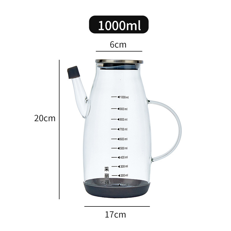 高硼硅玻璃控油瓶家用油壶 600ml/1000ml 厨房酱油醋瓶耐高温防漏|undefined