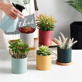 四方形木制托盘底托接水花盆北欧竹木圆形正方多肉植物