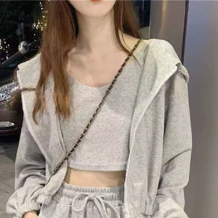 Комплект из 3 элементов в oversize корейском стиле — куртка, жилет и штаны, повседневный осенний отдых