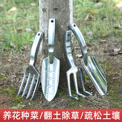 Large One-Piece Aluminum Alloy Flower Shovel Garden and Landscape Tool Flower Planting and Cultivating Trowel Wide Shovel Graduation Trowel Three-Tooth