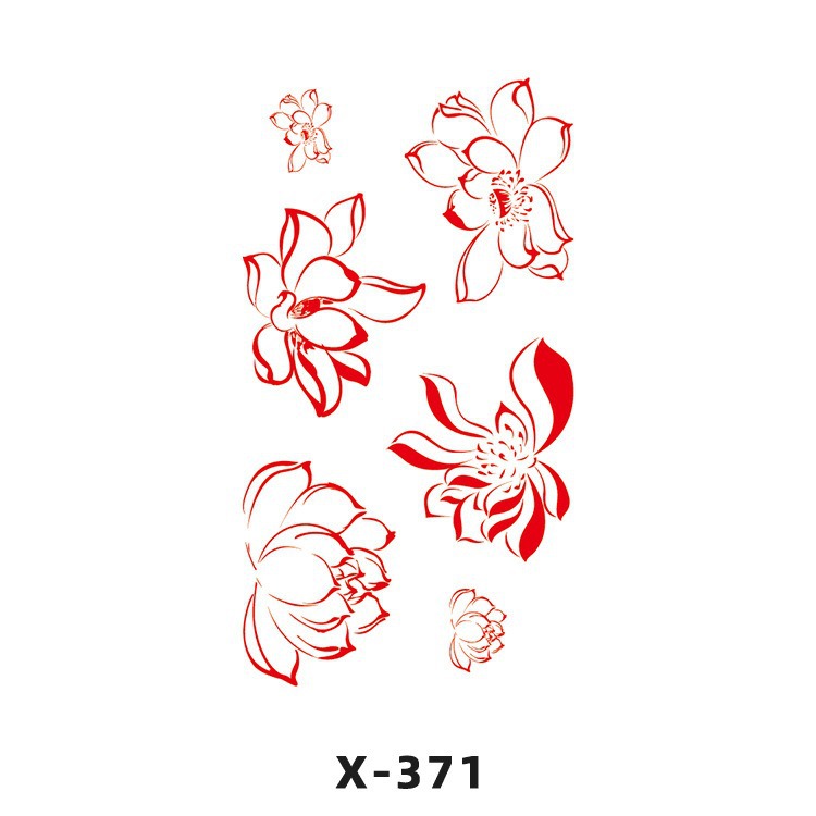 Arco de flor pequeña pegatinas de tatuaje fresco 3D dibujos animados transfronterizo Henna rosa impermeable texto en inglés pegatinas de tatuaje