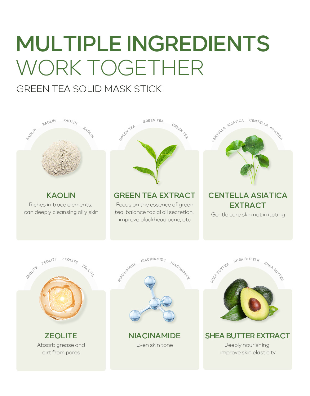 Cross-border QUIYUM Green Tea Solid Mask Stick 40g Hydrating and moisturizing smearing mud Mask manufacturer in stock wholesale undefined