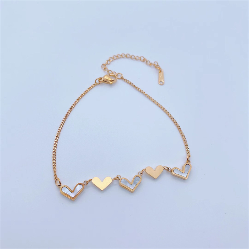 Fashion Elegant 18K Gold Plating Heart Pattern Thin Chain Titanium Steel Braceletpicture1