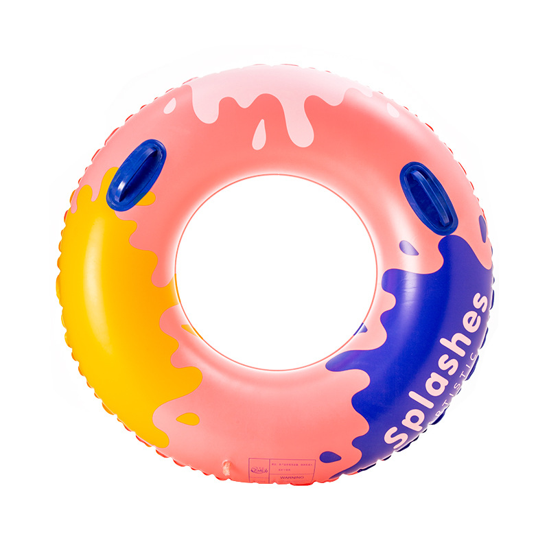 Transfronterizos ampliados con mango de barco de anclaje arco iris anillo de natación para adultos anillo de natación infláble arco iris de gran tamaño para hombres y mujeres