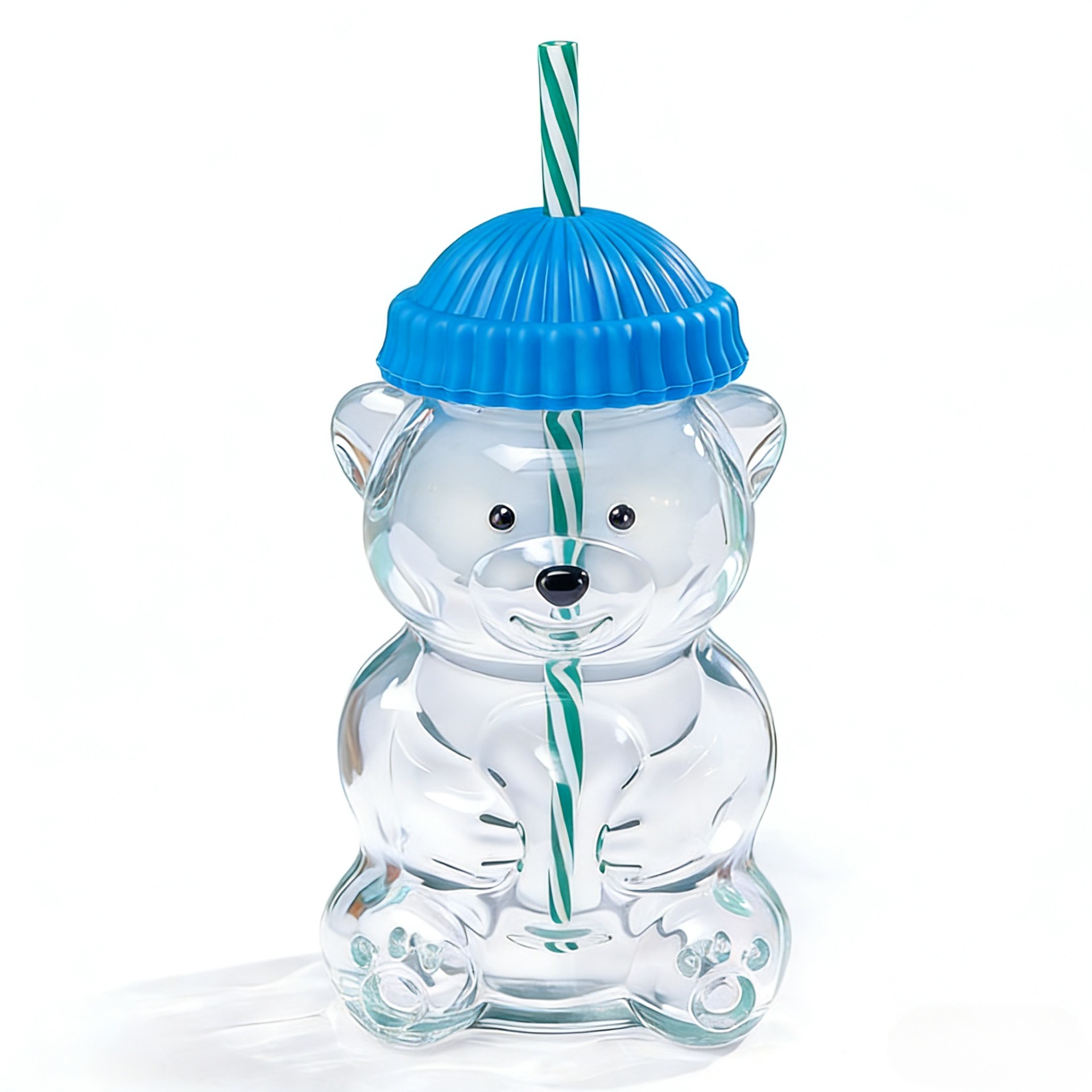 Tazas de vidrio de oso transfronterizo explosión alta borosilicona taza de paja transparente resistente a altas temperaturas taza de bebidas Teddy Bear Botella de Boston