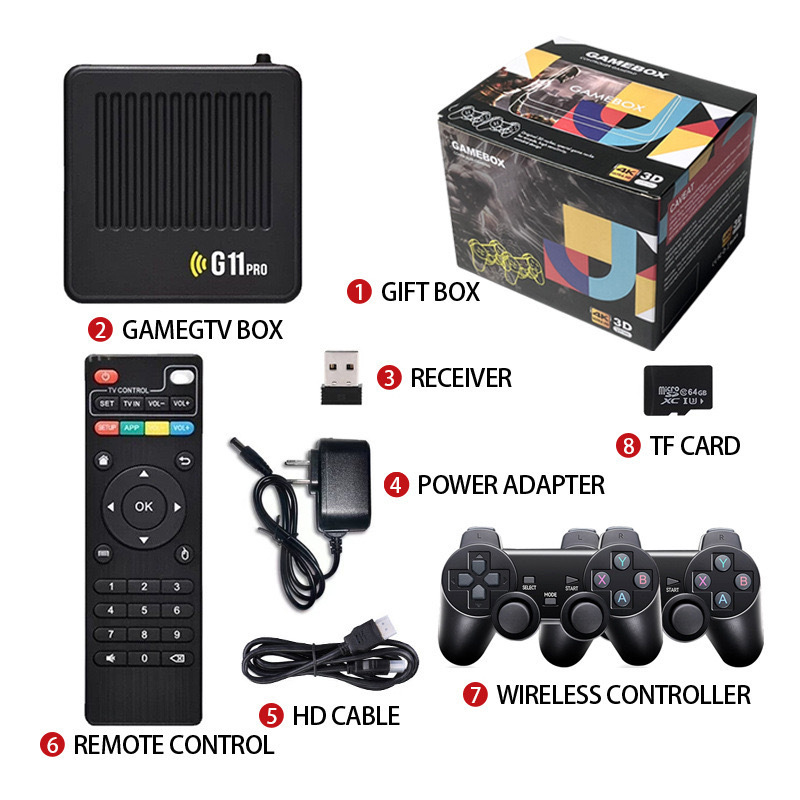 Cross-border G11 PRO dual-system TV set-top box open source game console Android 9.0 wireless PSP Ares game