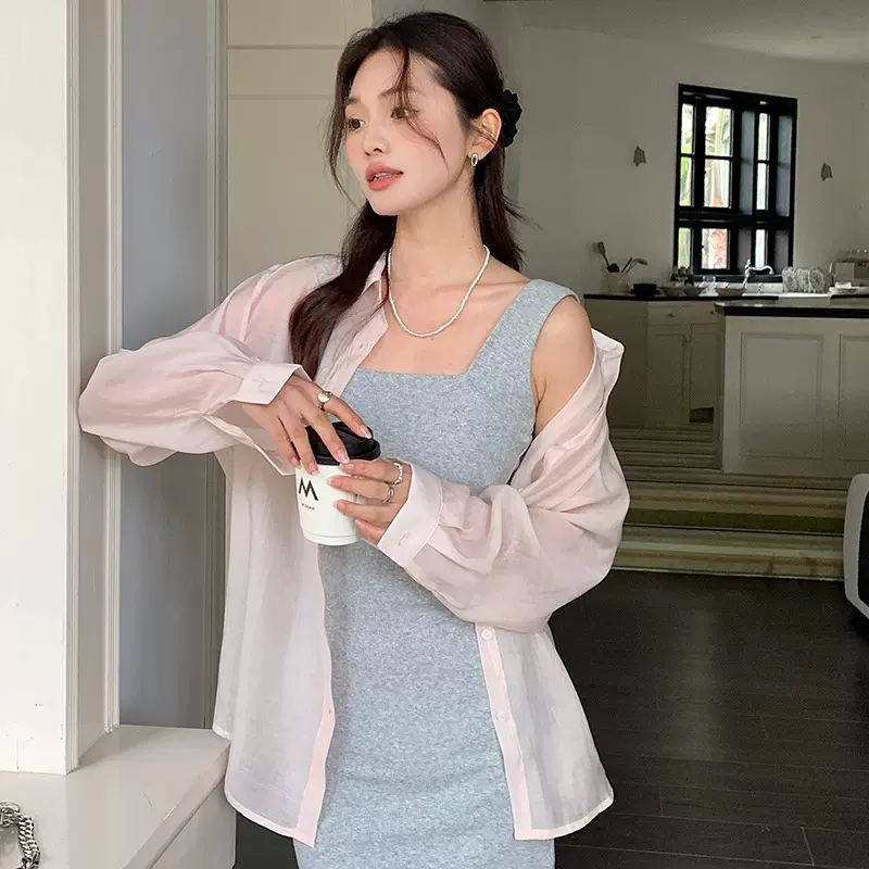 森岛 春季莱赛尔天丝衬衫女新款宽松长袖上衣轻薄设计感开衫外套
