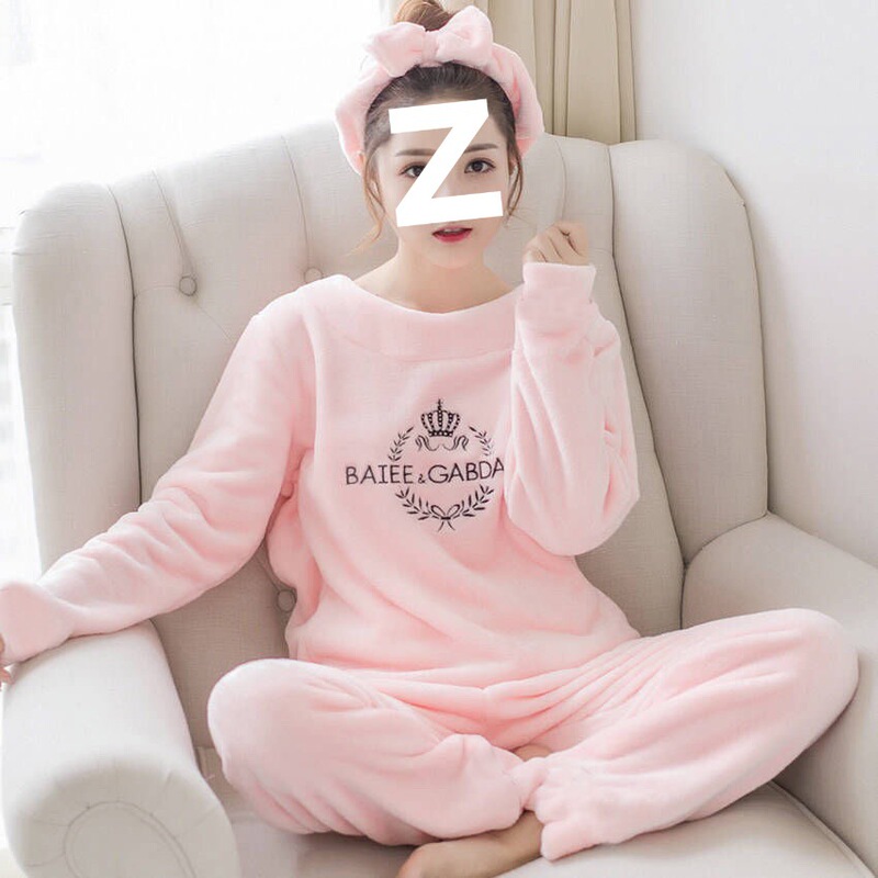 Winter coral fleece pajamas, thickened and warm, new loose-fitting Korean-style ultra-fine fleece pajama set for adults