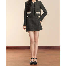 重工名媛富家千金小香风套装2025新款爆款女背心连衣裙两件套秋冬