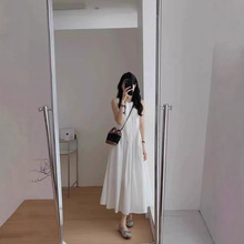 法式白色无袖连衣裙子女夏季2025新款小个子茶歇显瘦背心长裙礼服