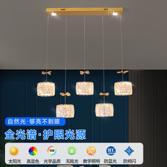水晶餐厅灯吊灯后现代简约三头餐桌灯饭厅灯个性吧台灯具智能调光