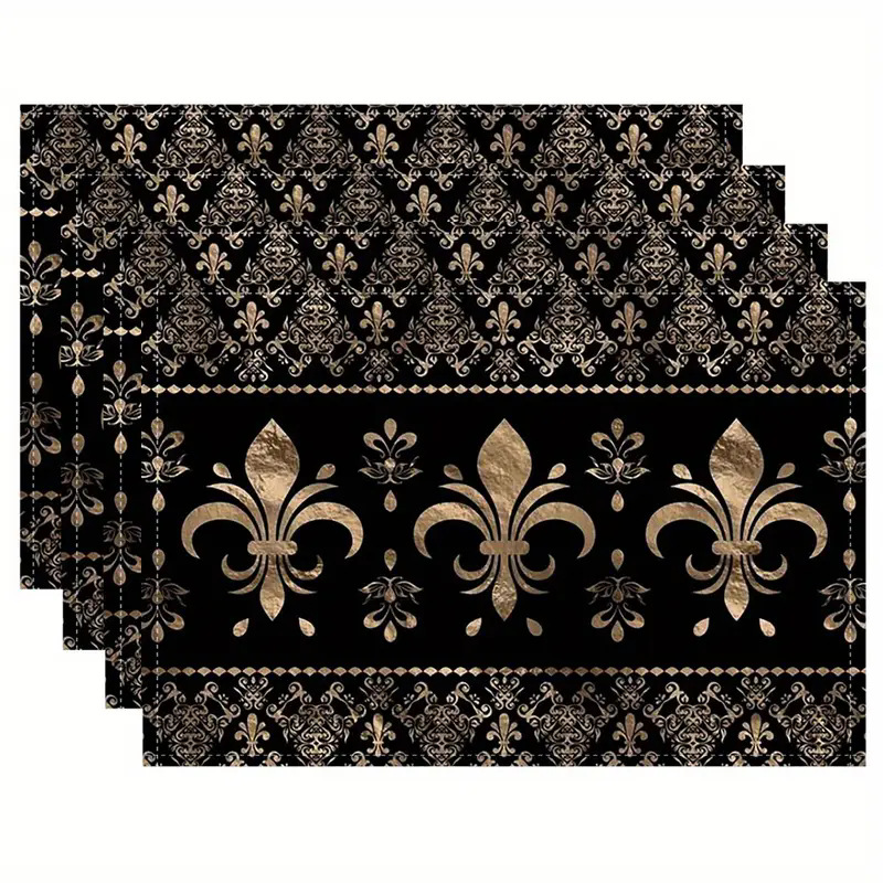 Manteles individuales navideños de lino estampado, decoración de mesa resistente al calor