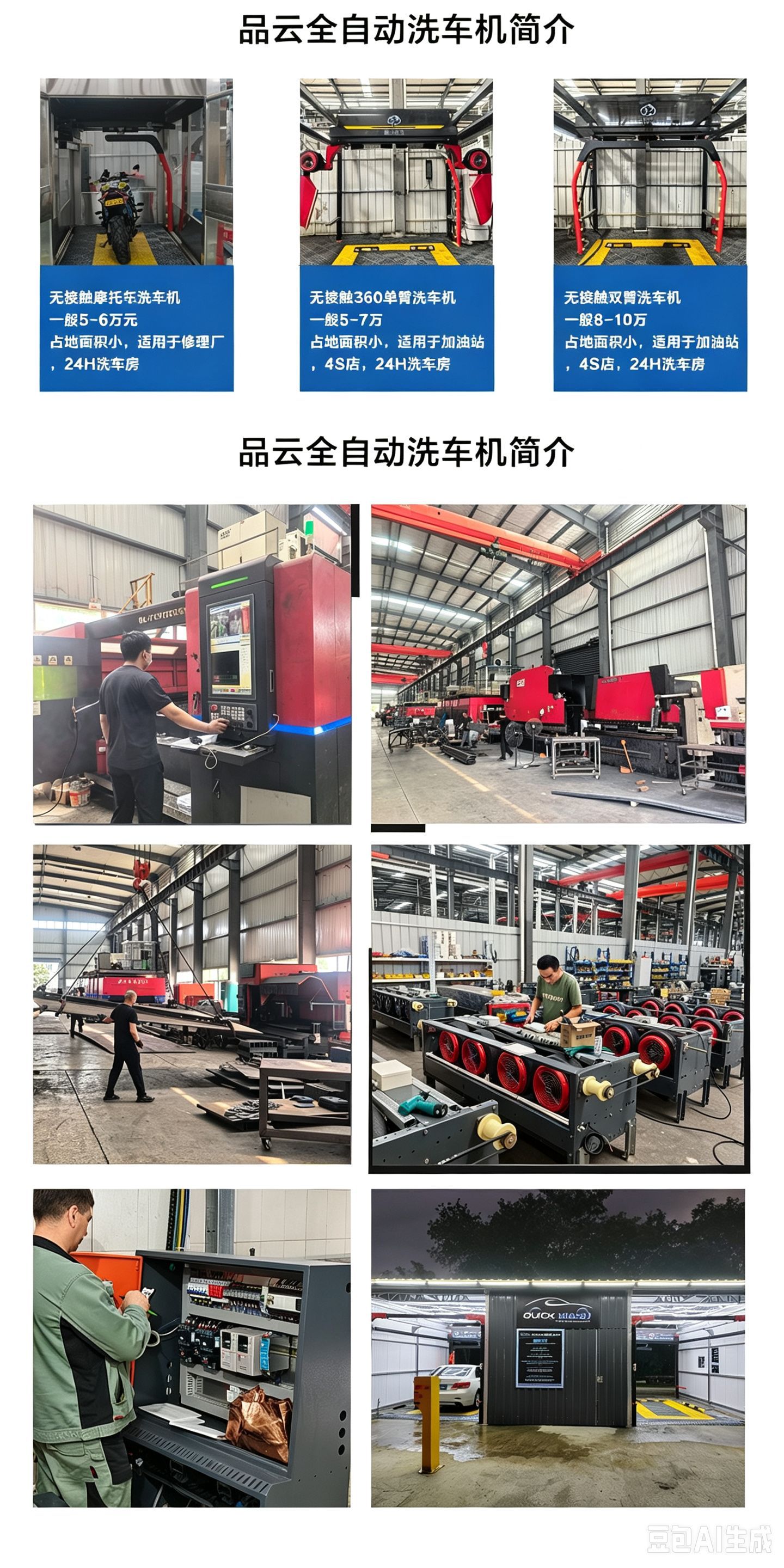 Large Commercial Car Wash Machine Manufacturer Fully Automatic Car Washer with No Dead Ends 360 ° Rotating Six-Blade Fan for Cross-Border Trade