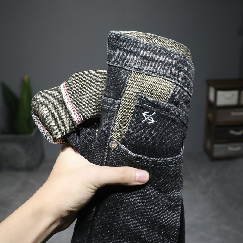 Jean de luxe léger pour homme, coupe slim, tendance, délavé, décontracté, petite jambe, élastique, polyvalent, pantalon tendance_voghion.com