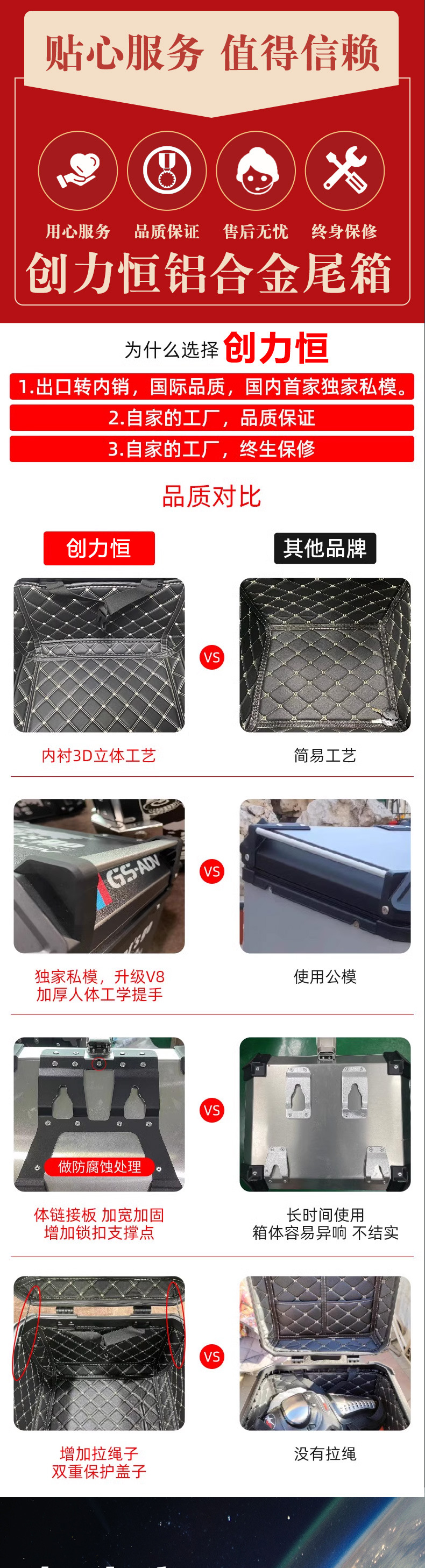 45LX embossed ABS plastic tailbox double lock quick release motorcycle aluminum alloy tailbox toolbox wholesale trunk