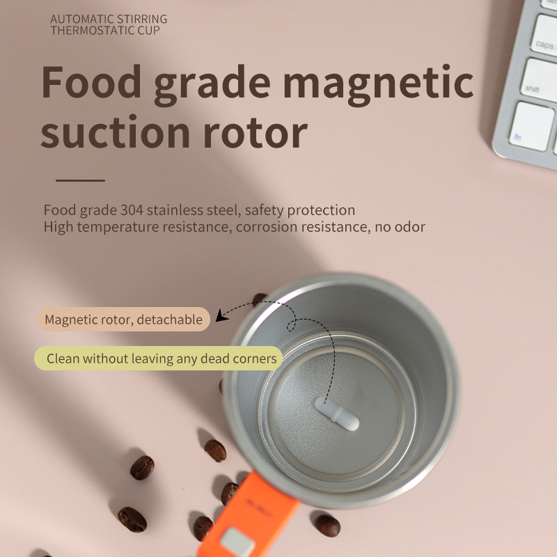 Taza de mezcla de calentamiento de temperatura constante retro taza de mezcla de café eléctrica batería incorporada taza de mezcla magnética de acero inoxidable 304
