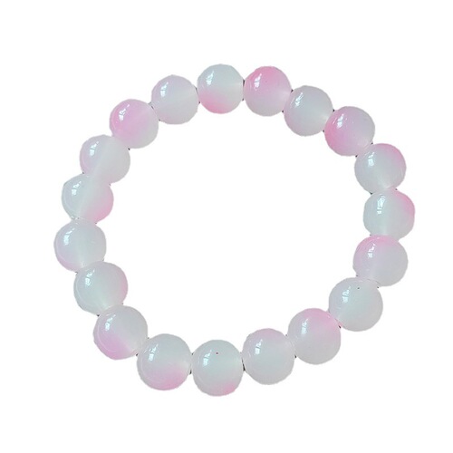 Ice-transparent imitation bodhi root gradient bracelet for women 10mm student finger-wrapped soft hand-twisted two-color glass beads bracelet