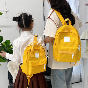 跨境潮流亲子背包2024春季新款纯色儿童双肩包学生书包Backpack-阿里巴巴