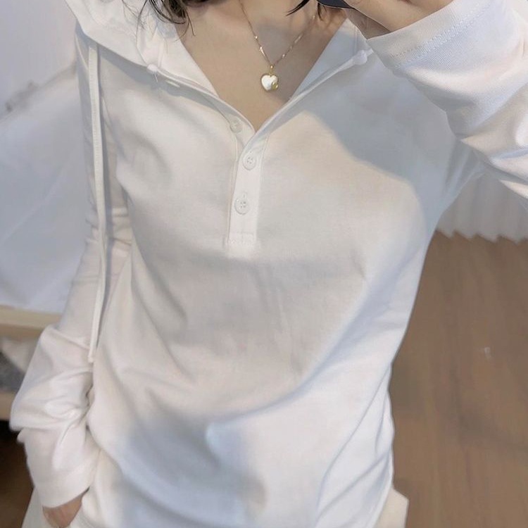 文艺范简约德绒连帽长袖T恤打底衫女春秋冬大码显瘦宽松百搭上衣|undefined