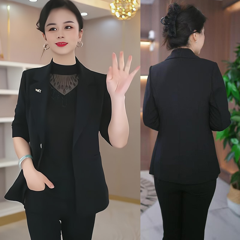Spring and Autumn Black Fashion Blazer Jacket for Women, Age-Reducing 2025 New Style, Elegant and Slim-Fit High-End Top