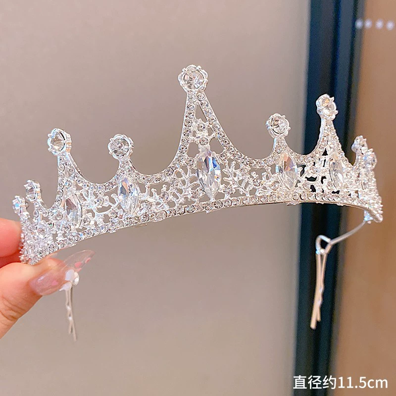 Детская тиara-ободок для princess, корона для волос, подарок на день рождения, декоративная стиль с кристаллами-сикра