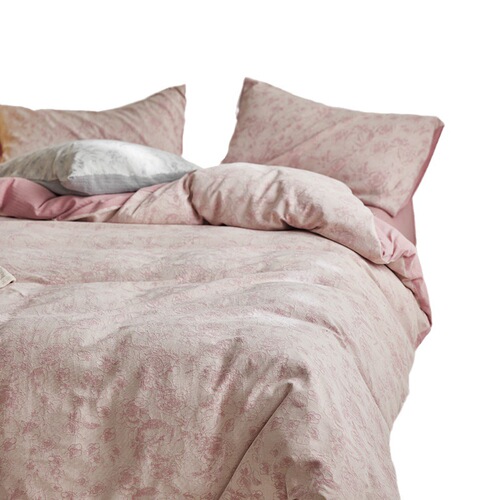 Solid color jacquard style cotton four-piece set_embossed pure cotton soft Nordic style simple quilt cover bed sheet