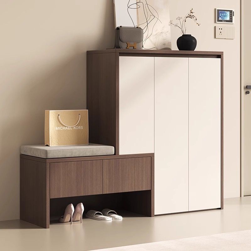 Solid Wood Shoe Cabinet and Stool Integrated Home Entrance Entrance Shoe Changing Stool Can Be Easily Dust-Proof Storage Cabinet and Others
