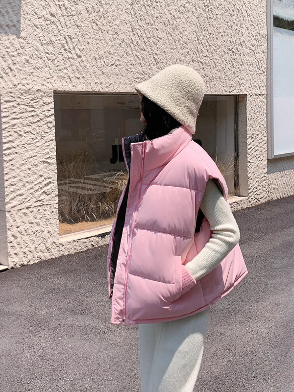 正反两面穿立领时尚棉马甲女短款2025年新款坎肩背心外套上衣女装|undefined