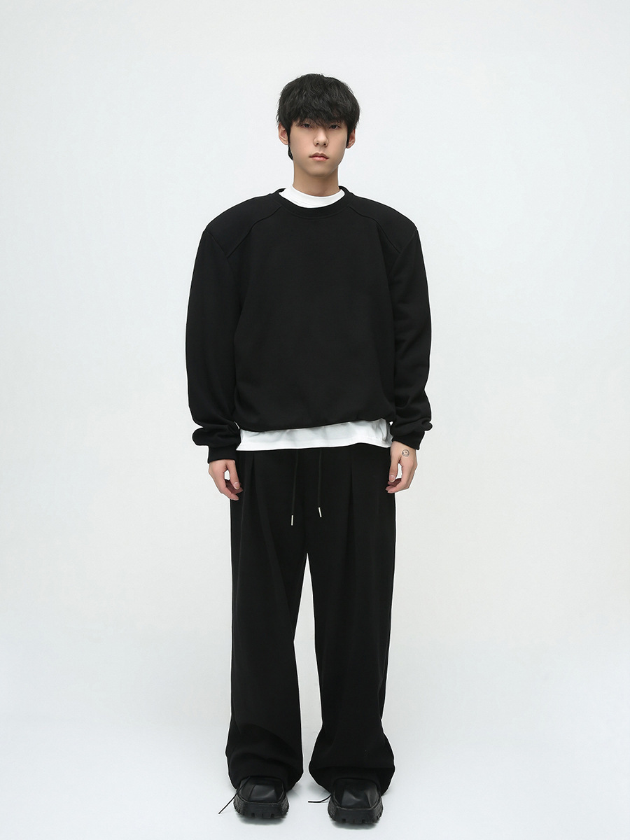 Mtlclothes ropa de Hombre | 2023 otoño nuevo estilo coreano estilo simple suelta color sólido hombro pad suéter traje moda