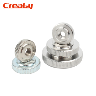 304 Stainless Steel Hand-Tightened Nut Iron Nickel Knurled Flat Head Nut Galvanized Thin Head Screw Cap M3M4M5M6M8M10