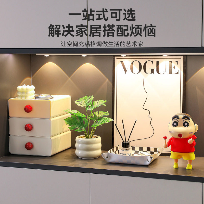 Xiaoxin 玄関装飾装飾品リビングルーム靴キャビネット収納ラックデスクトップ収納ボックステレビキャビネットソフト装飾ハイエンド|undefined