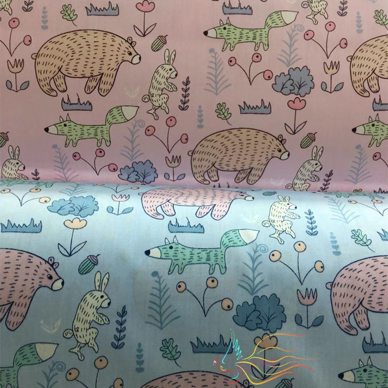 斜纹全棉花卉类印花布料卡通纯棉宝宝吃饭衣布料卡通纯棉花布