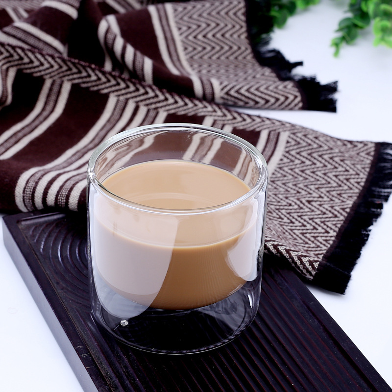 Vidrio de borosilicato transparente de doble capa de la taza del desayuno hogar de vidrio transparente de la cocina taza de leche taza de jugo