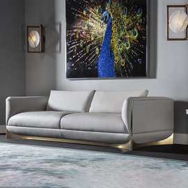 意式轻奢布艺沙发别墅豪宅大平层客厅三人位沙发家具工厂复刻定制