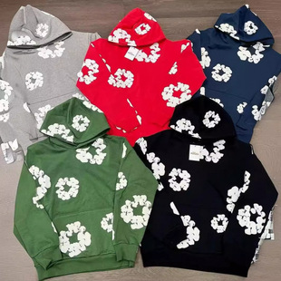 2024 European and American Trendy Brand Foam Printed Loose Sweatshirt Y2K Hip-Hop Street Wear Men's and Women's Pullover Casual Tops