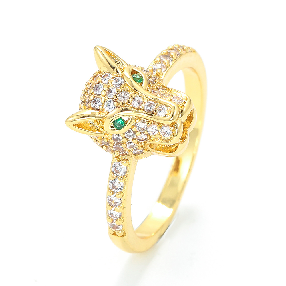 Wholesale Fashion Copper Gold-plated Zircon Animal Leopard Ring Nihaojewelry display picture 1