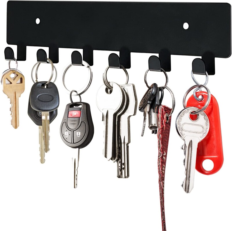 Gtk Wall Key Holder, Key Hook with 6 Hooks, Wall-Mounted Key Holder for Hallway, Self-Adhesive Key Holder