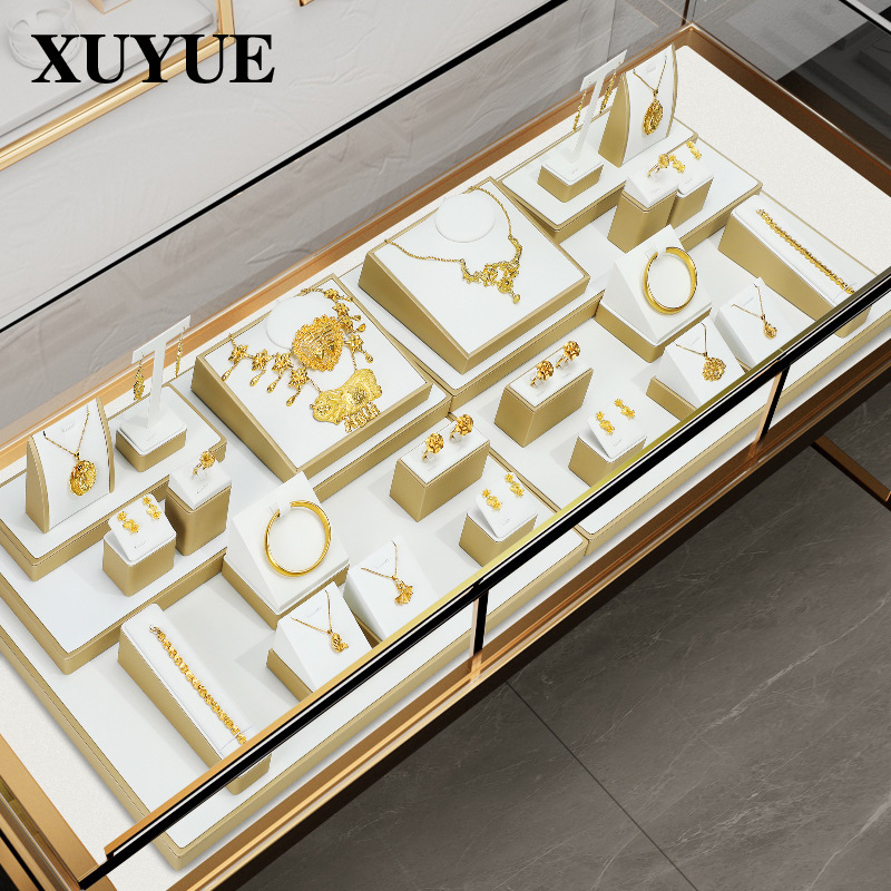 Xuyue Jewelry Display Rack Gold White Brushed Necklace Ring Pendant Jewelry Display Props K Gold Pearl Jewelry Rack