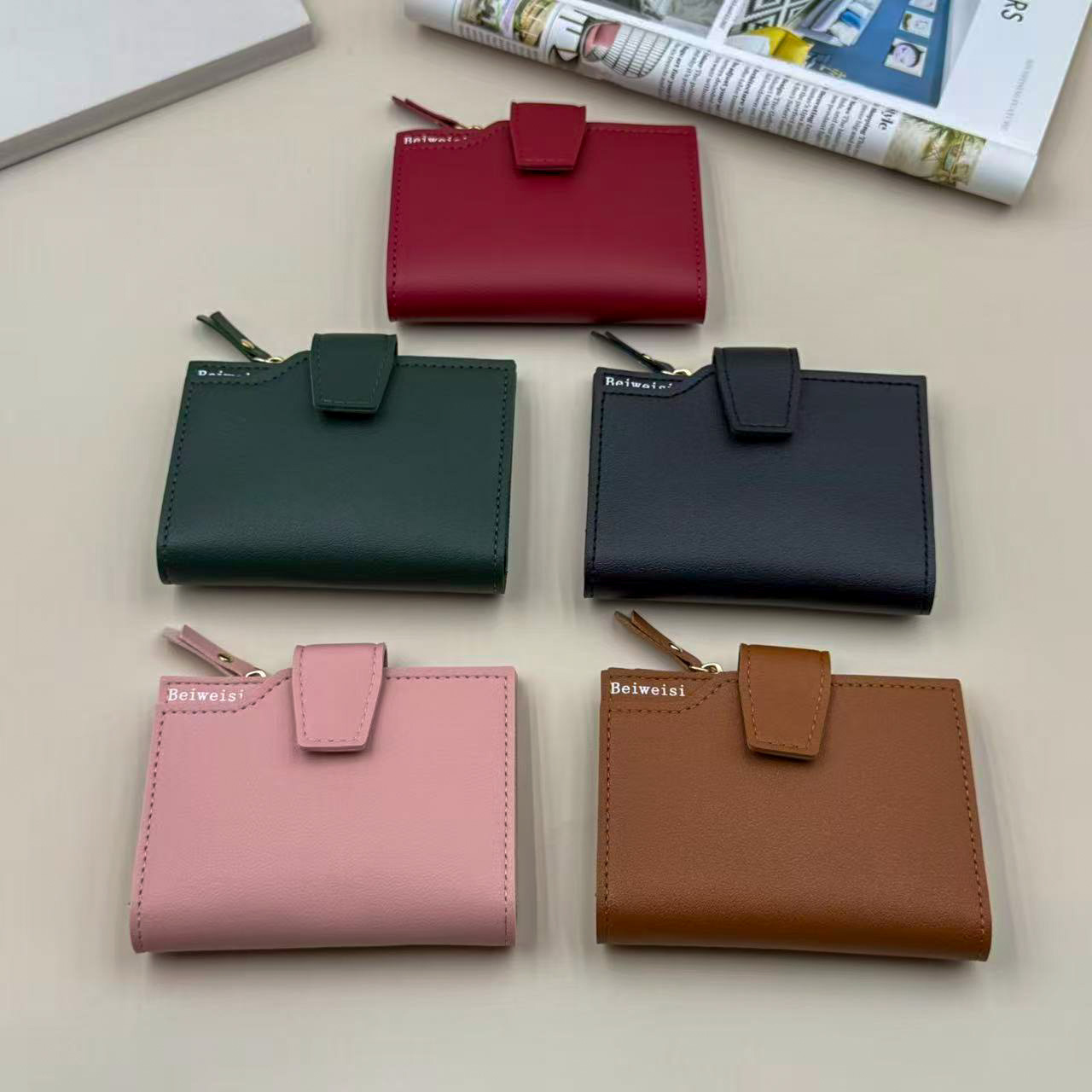 Cartera directa transfronteriza de damas, cartera de tarjetas plegables, cartera multifuncional, cartera de tarjetas, cartera de hebilla caliente de Amazon