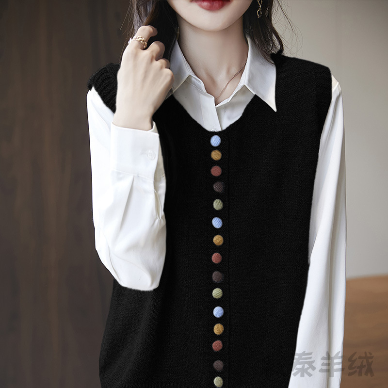 轻奢高级感无袖马甲女新款时尚针织衫背心叠穿套头休闲打底衫坎肩|undefined