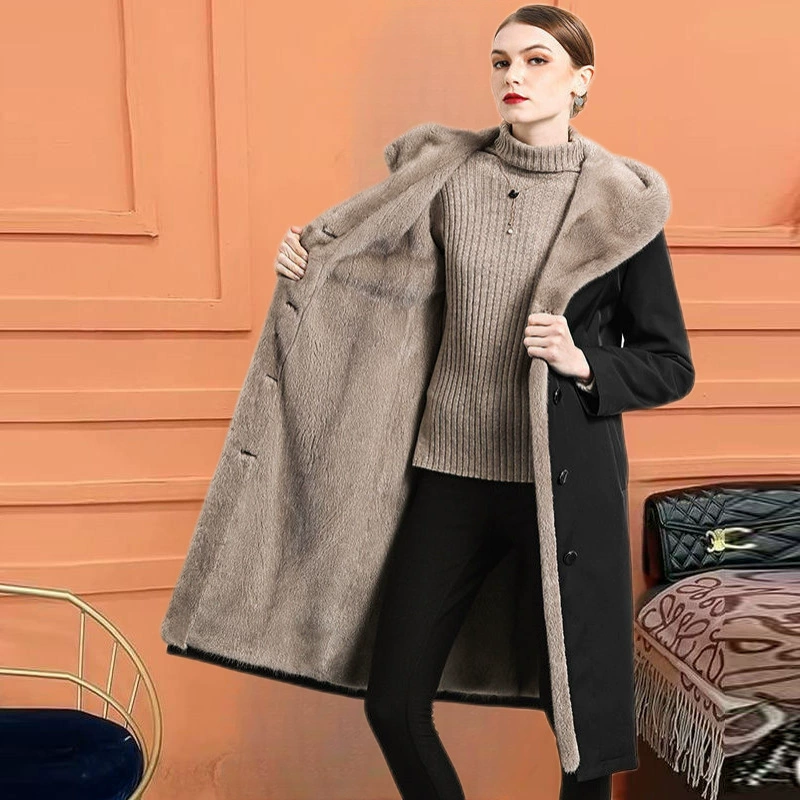 Down coat (women's), mid‑length, European style, warm insulated winter jacket