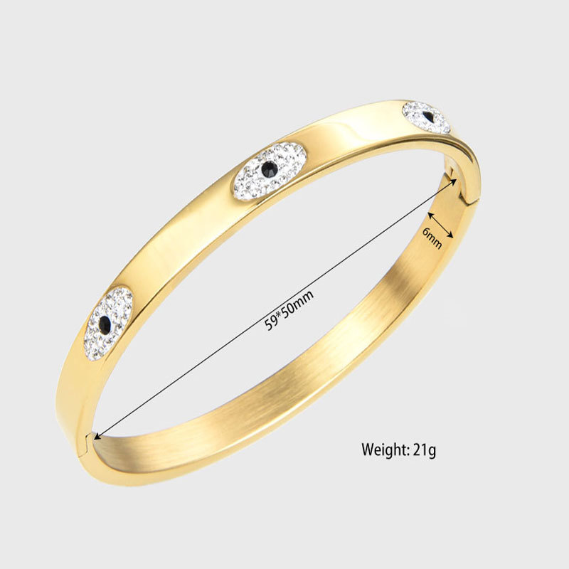 Stainless Steel Material Lady Eye Stainless Steel Zircon Bangle In Bulk