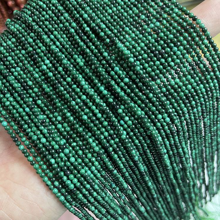 Wholesale natural malachite 2-3mm small beads semi-finished diy bracelet clavicle chain loose beads jewelry with beads