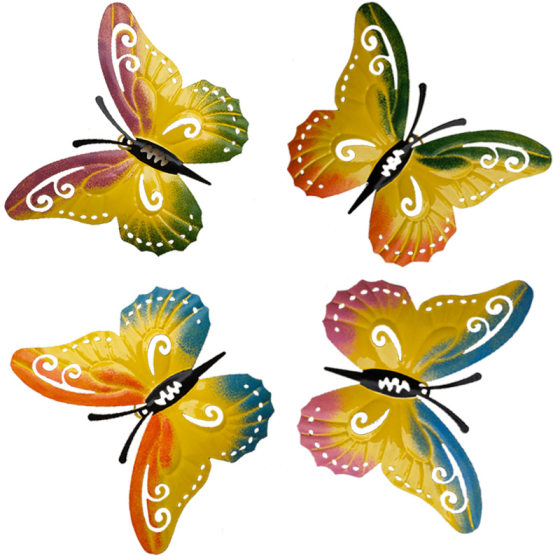 Creative wrought iron butterfly wall hanging decorations outdoor garden landscape courtyard villa home craft gifts furnishings