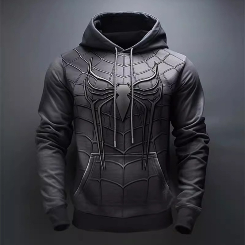 2024 Men's Fashion Sweatshirt 3D Spider Print Autumn Casual Pattern Oversized Hoodie Trendy Harajuku Street Style