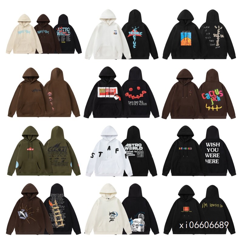 Travis Scott Cactus Jack American Fashion Co-Branded Casual Men's and Women's Couple's Velvet Hooded Sweatshirt