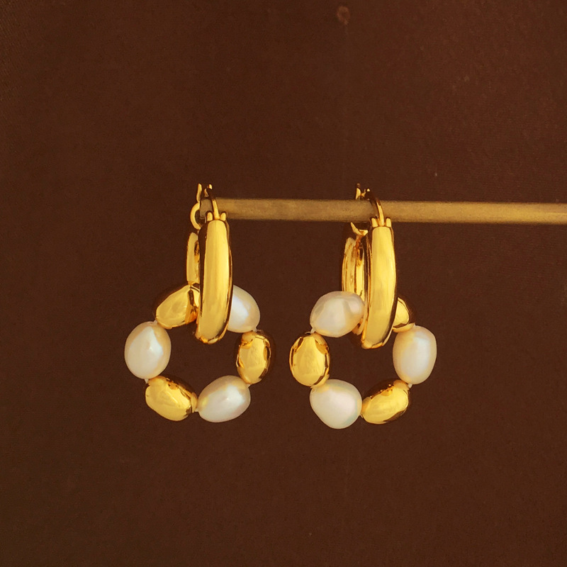 Retro Geometric Copper Earrings Plating Copper Earrings 1 Pair