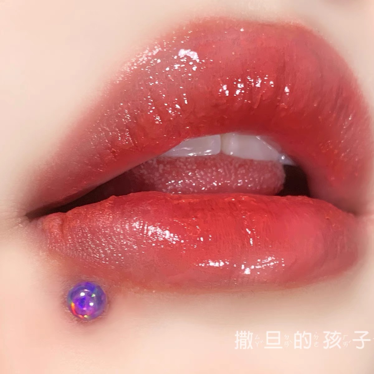 Satan's Child Aurora Opal 316L Surgical Steel Tongue Barbell Lip Ring - 12mm Bar Length 1.2mm Thick detail image 8