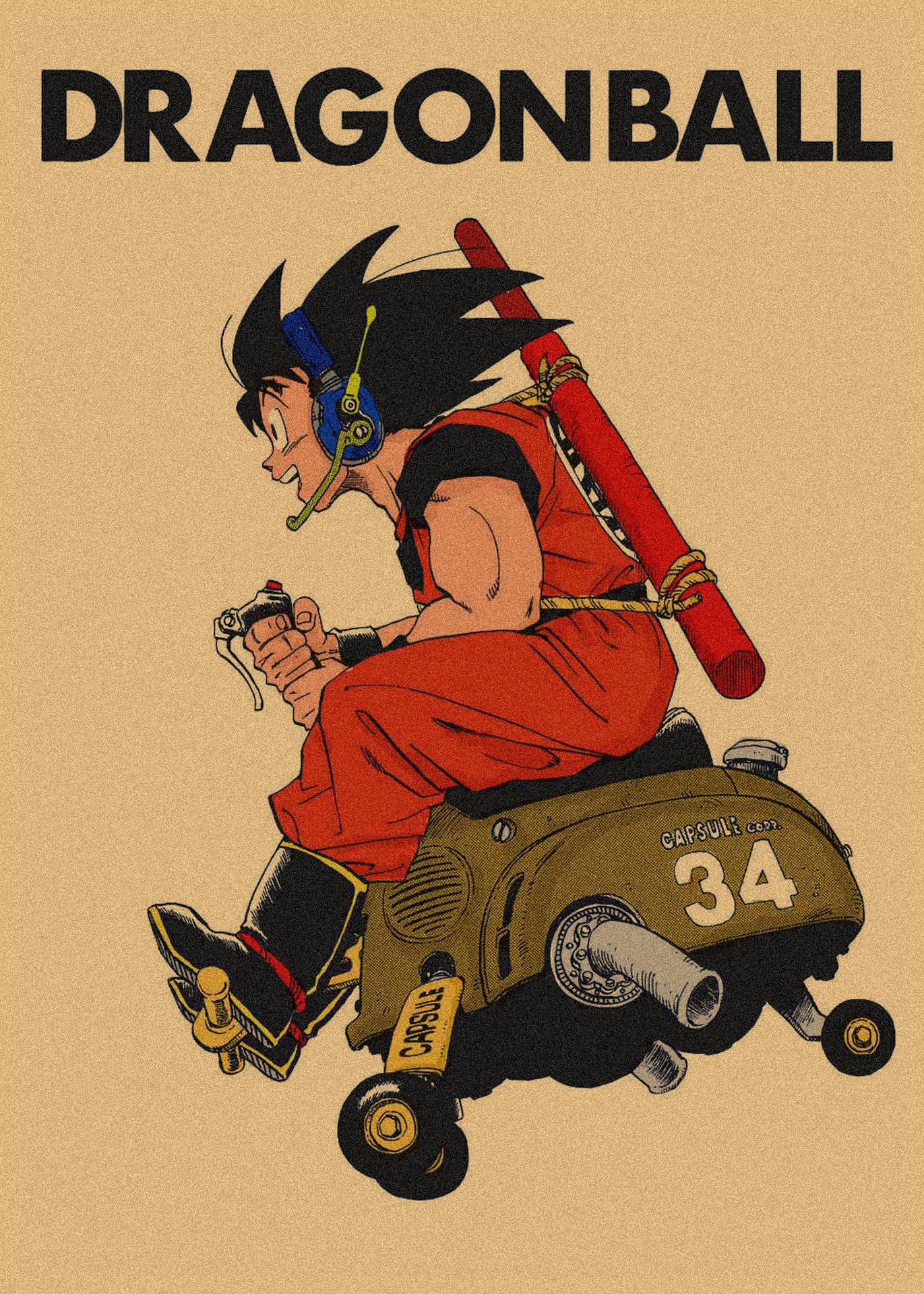 日本式アニメ七龍珠アラレ復古クラフト紙ポスター鳥山明装飾画孫悟空壁画316